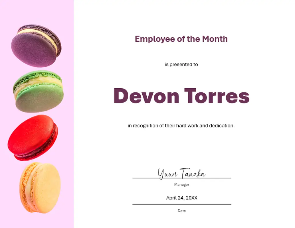 Employee of the month certificate